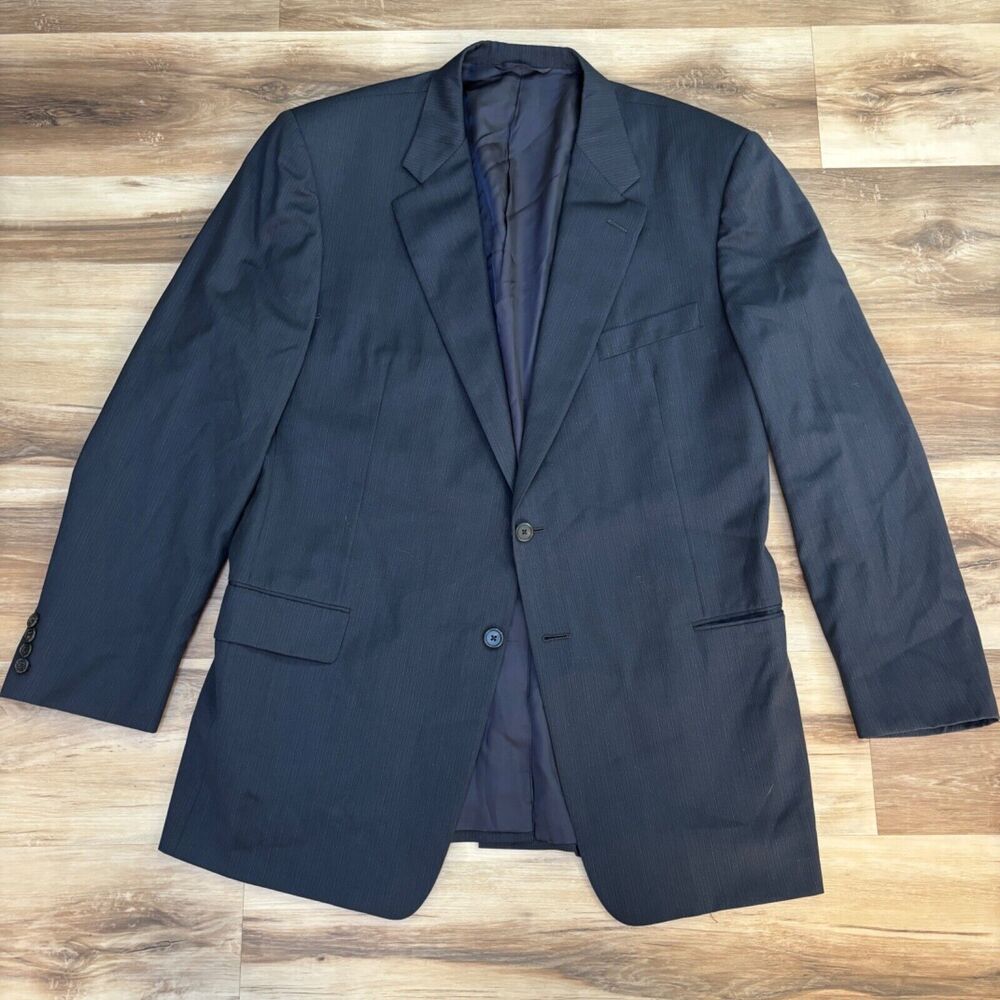 Hickey Freeman Blazer Mens 46L Gray Wool Pinstriped‎ 2 Button Sport Jacket